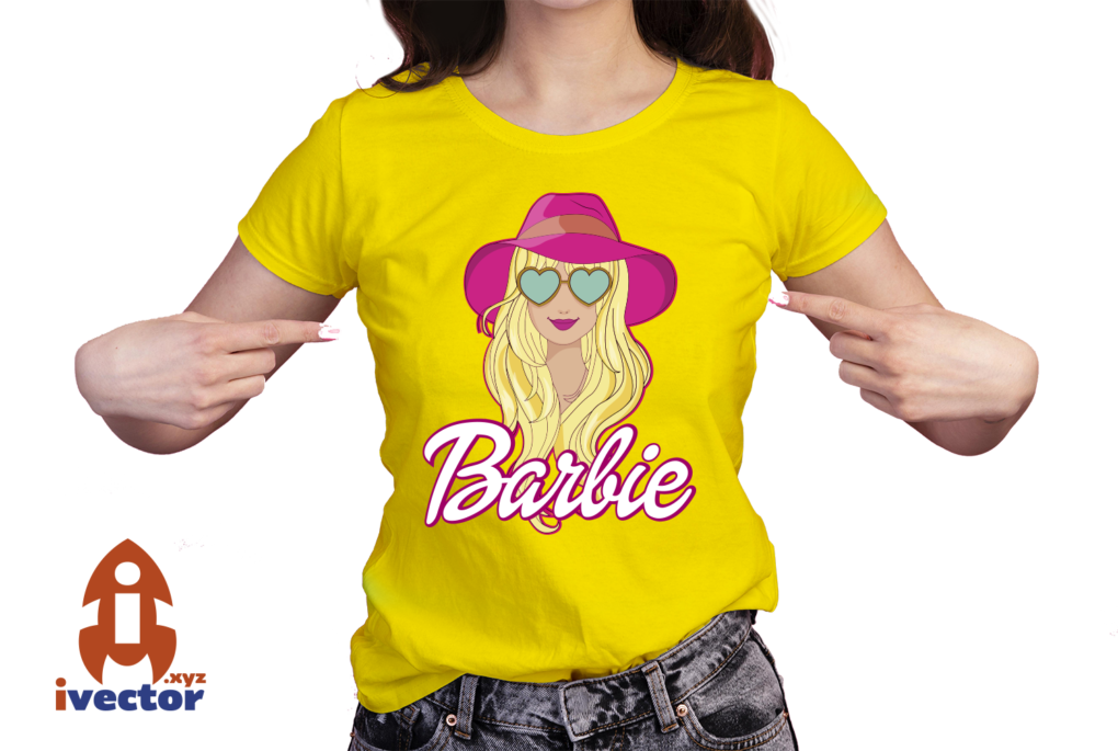 BARBIE-CON-SOMBRERO-VECTOR-EDITABLE-EPS-PDF-SVG-01-PLAYERA1 BARBIE CON SOMBRERO VECTOR EDITABLE EPS PDF SVG