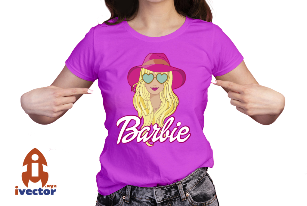 BARBIE-CON-SOMBRERO-VECTOR-EDITABLE-EPS-PDF-SVG-01-PLAYERA2 BARBIE CON SOMBRERO VECTOR EDITABLE EPS PDF SVG