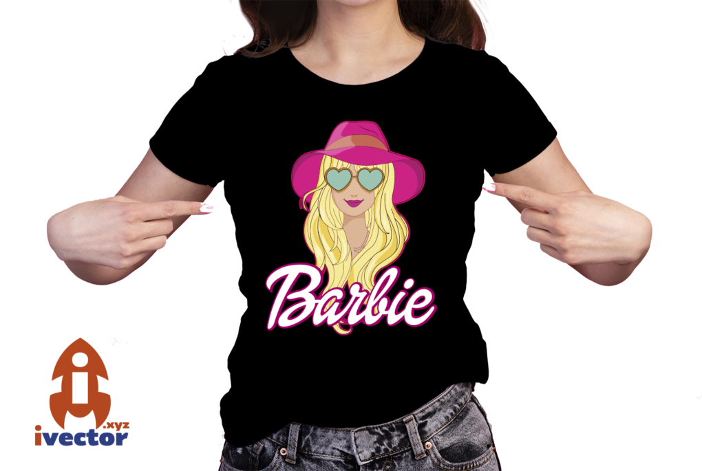 BARBIE-CON-SOMBRERO-VECTOR-EDITABLE-EPS-PDF-SVG-01-PLAYERA3 BARBIE CON SOMBRERO VECTOR EDITABLE EPS PDF SVG