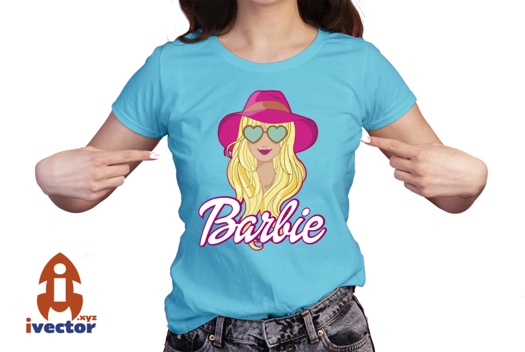 BARBIE-CON-SOMBRERO-VECTOR-EDITABLE-EPS-PDF-SVG-01-PLAYERA4 BARBIE CON SOMBRERO VECTOR EDITABLE EPS PDF SVG