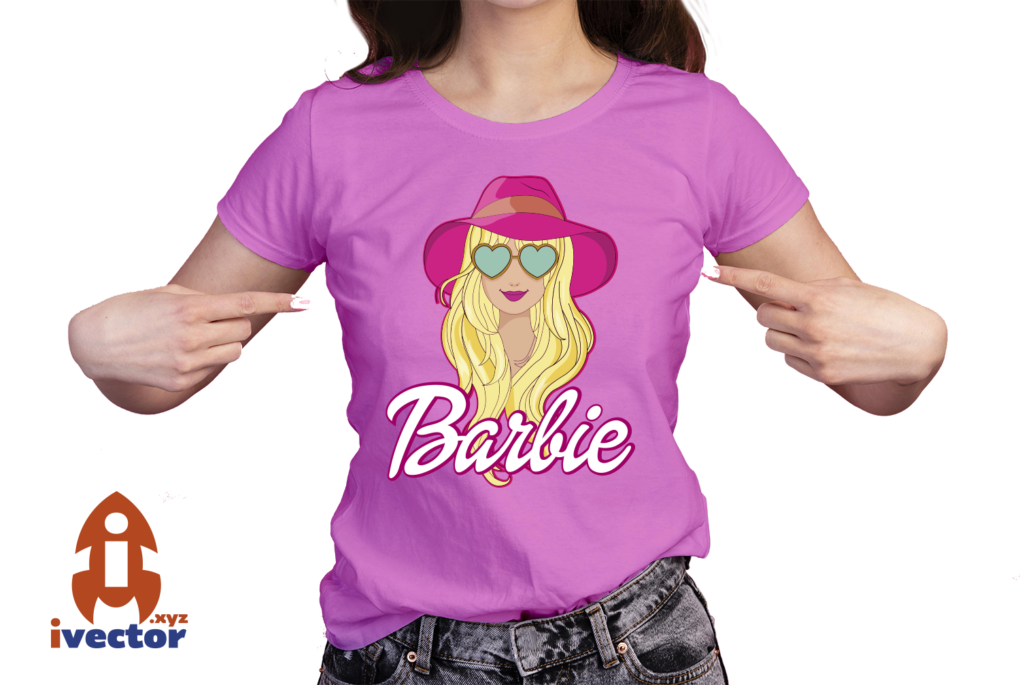 BARBIE-CON-SOMBRERO-VECTOR-EDITABLE-EPS-PDF-SVG-01-PLAYERA5 BARBIE CON SOMBRERO VECTOR EDITABLE EPS PDF SVG