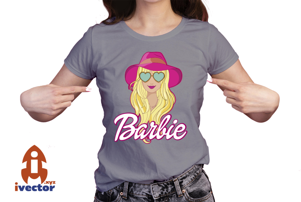 BARBIE-CON-SOMBRERO-VECTOR-EDITABLE-EPS-PDF-SVG-01-PLAYERA6 BARBIE CON SOMBRERO VECTOR EDITABLE EPS PDF SVG