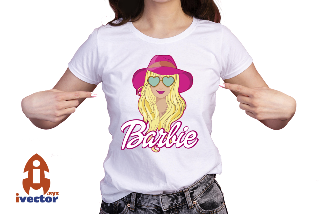 BARBIE-CON-SOMBRERO-VECTOR-EDITABLE-EPS-PDF-SVG-01-PLAYERA7 BARBIE CON SOMBRERO VECTOR EDITABLE EPS PDF SVG
