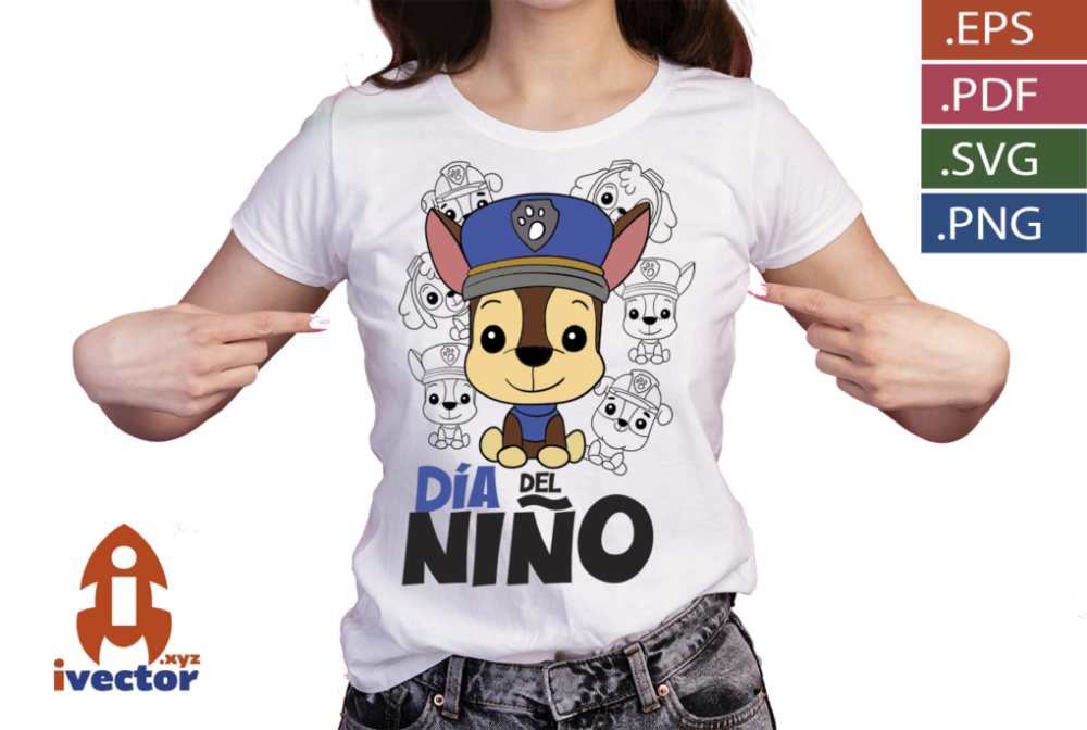 CHASE-PAW-PATROL-DIA-DEL-NINO-VECTOR1-P1 CHASE PAW PATROL DIA DEL NIÑO VECTOR