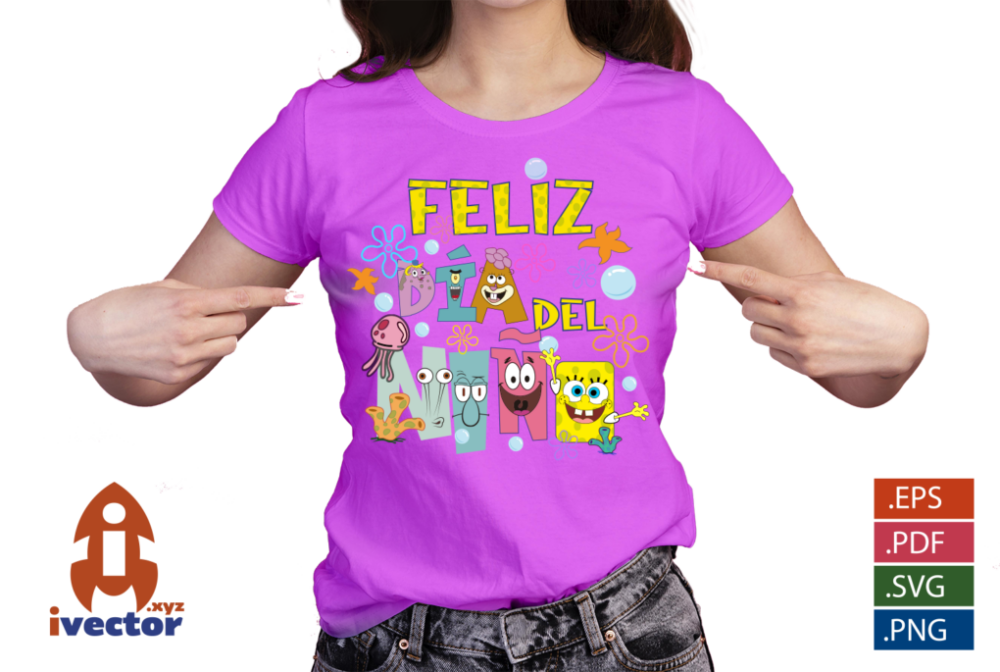 DIA-DEL-NINO-BOB-ESPONJA-PERSONAJES-EPS-PDF-SVG-EDITABLE-01-PLAYERA4 DÍA DEL NIÑO BOB ESPONJA PERSONAJES EPS PDF SVG