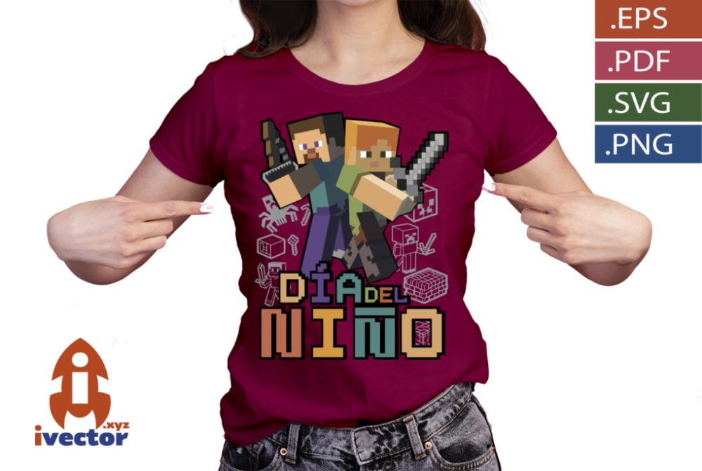 DIA-DEL-NINO-MINECRAFT-PERSONAJE-VECTOR-EDITABLE_P2 DIA DEL NIÑO MINECRAFT PERSONAJE VECTOR EDITABLE