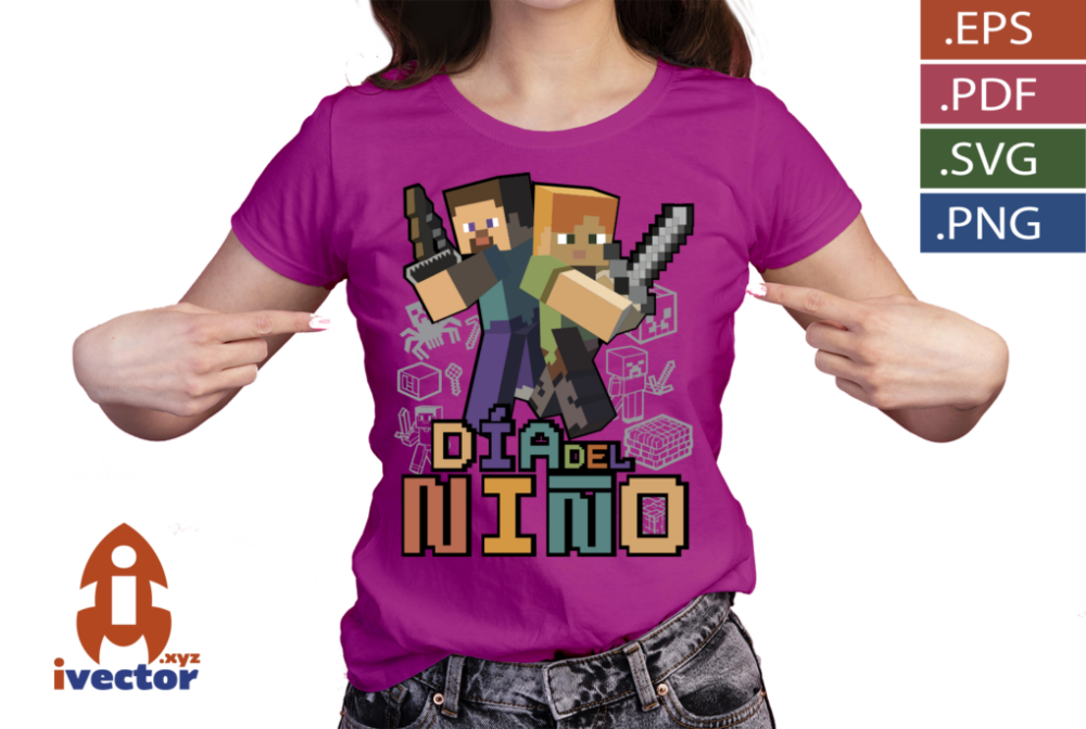 DIA-DEL-NINO-MINECRAFT-PERSONAJE-VECTOR-EDITABLE_P3 DIA DEL NIÑO MINECRAFT PERSONAJE VECTOR EDITABLE