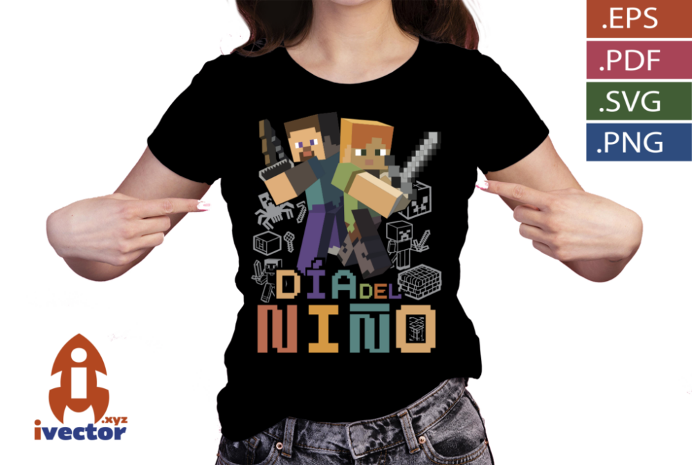 DIA-DEL-NINO-MINECRAFT-PERSONAJE-VECTOR-EDITABLE_P4 DIA DEL NIÑO MINECRAFT PERSONAJE VECTOR EDITABLE