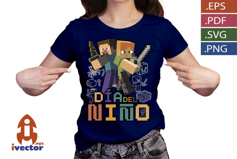 DIA-DEL-NINO-MINECRAFT-PERSONAJE-VECTOR-EDITABLE_P6 DIA DEL NIÑO MINECRAFT PERSONAJE VECTOR EDITABLE