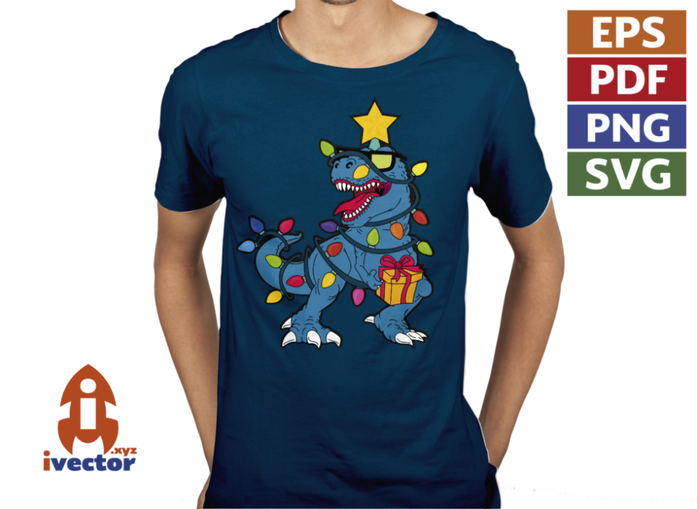 DINO-REX-NAVIDENO-ESTRELLA-VECTOR-EDITABLE-EPS-PDF-PLAYERA2 DINO REX NAVIDEÑO ESTRELLA VECTOR EDITABLE EPS PDF