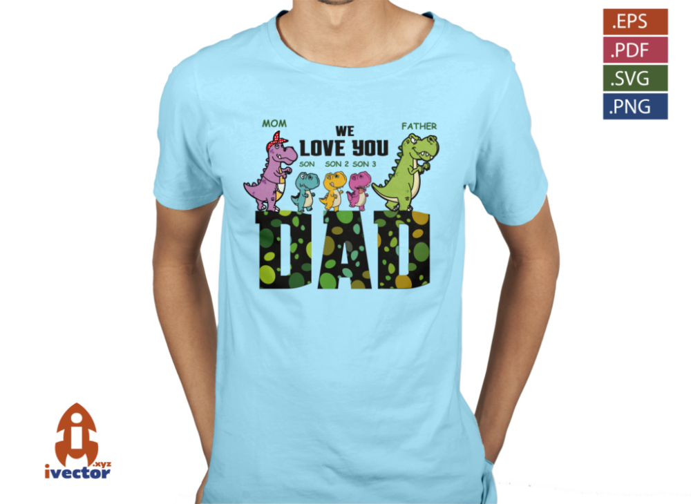 DINOSAURIOS-FAMILIA-DIA-DEL-PADRE-VECTOR-EPS-SVG-PDF-EDITABLE-COLORES-PLAYERA2 VECTOR DINOSAURIOS FAMILIA DIA DEL PADRE