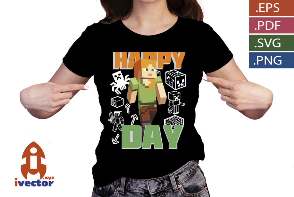 HAPPY-DAY-MINECRAFT-PERSONAJE-VECTOR-EDITABLE_P2 HAPPY DAY MINECRAFT PERSONAJE VECTOR EDITABLE