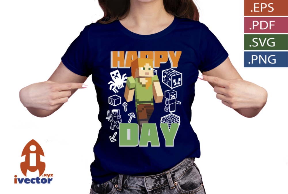 HAPPY-DAY-MINECRAFT-PERSONAJE-VECTOR-EDITABLE_P3 HAPPY DAY MINECRAFT PERSONAJE VECTOR EDITABLE
