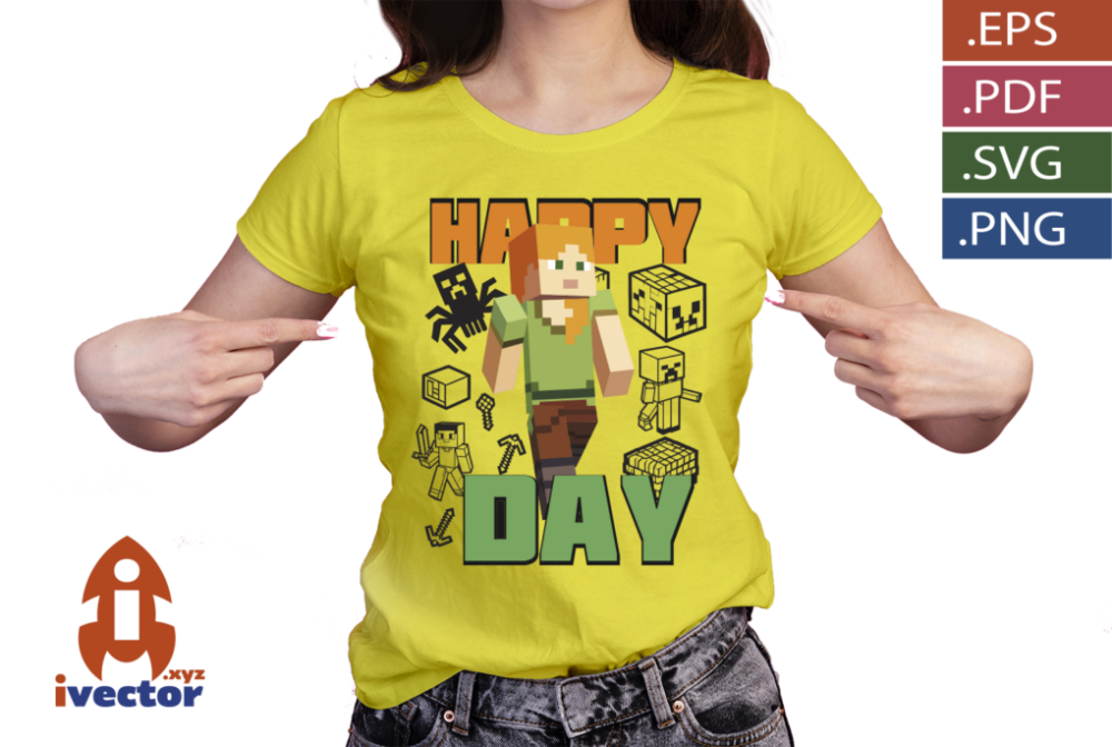HAPPY-DAY-MINECRAFT-PERSONAJE-VECTOR-EDITABLE_P6 HAPPY DAY MINECRAFT PERSONAJE VECTOR EDITABLE