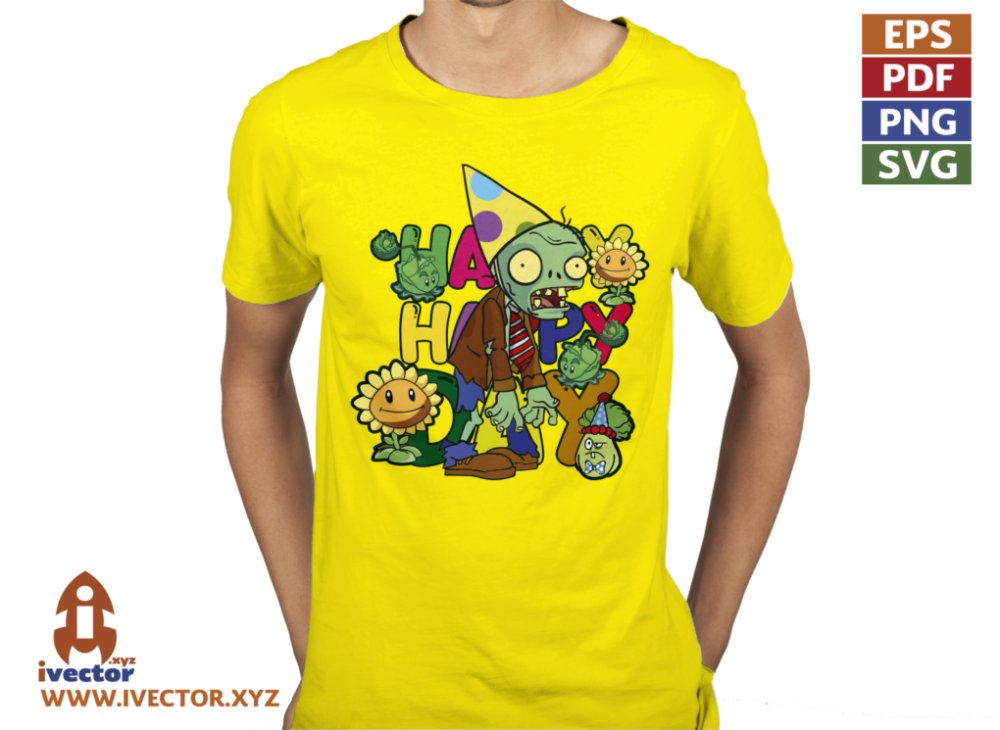 HAPPY-DAY-PLANTAS-VS-ZOMBIES-VECTOR-EDITABLE-01-P1 HAPPY DAY PLANTAS VS ZOMBIES VECTOR EDITABLE