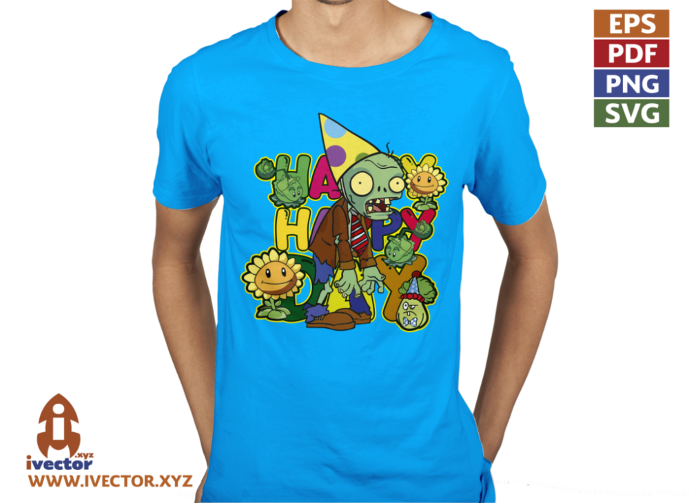HAPPY-DAY-PLANTAS-VS-ZOMBIES-VECTOR-EDITABLE-01-P4 HAPPY DAY PLANTAS VS ZOMBIES VECTOR EDITABLE