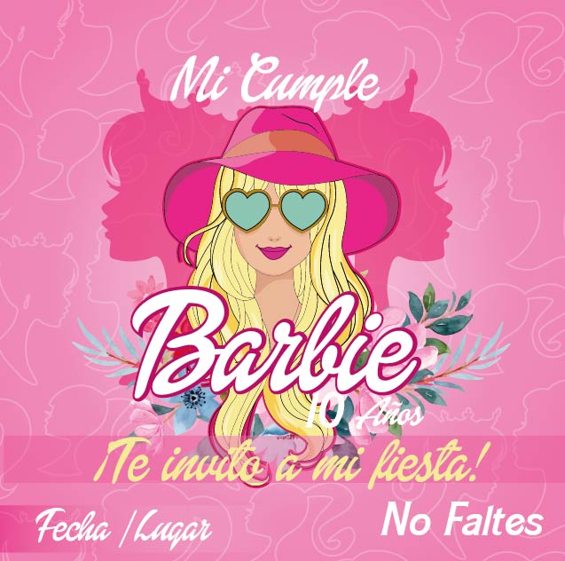 INVITACION-BARBIE-FLORES-ROSAS-FIESTA-02 INVITACION BARBIE FLORES ROSAS FIESTA