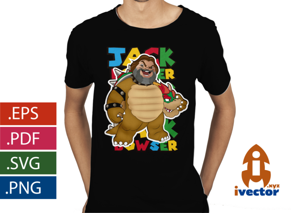JACK-BLACK-BROWSER-SUPER-MARIO-BROS-VECTOR-EDITABLE-playera1 JACK BLACK BOWSER SUPER MARIO BROS VECTOR