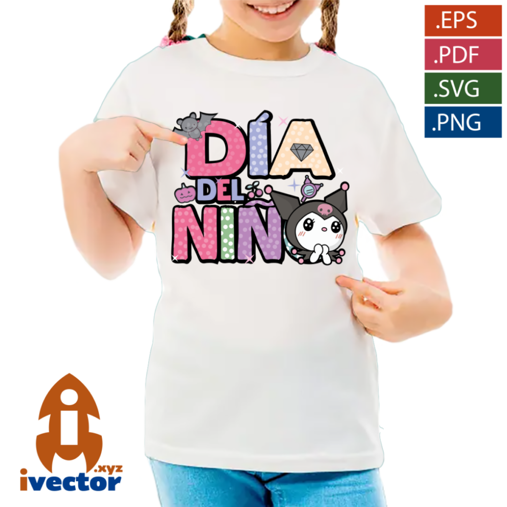 KUROMI-DIA-DEL-NINO-VECTOR-EDITABLE-01-p1 KUROMI DIA DEL NIÑO VECTOR EDITABLE