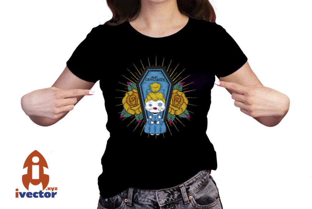 MUNECA-BORDADA-CENICIENTA-PRINCESA-DISNEY-SARCOFAGO-VECTOR-EDITABLE-01-PLAYERA4 VECTOR MUÑECA BORDADA CENICIENTA PRINCESA DISNEY