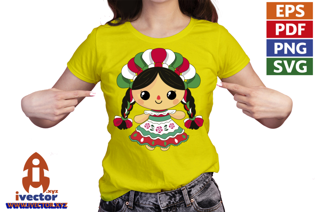MUÑEQUITA MEXICANA VECTOR EDITABLE EPS PDF SVG - Ivector Plantillas