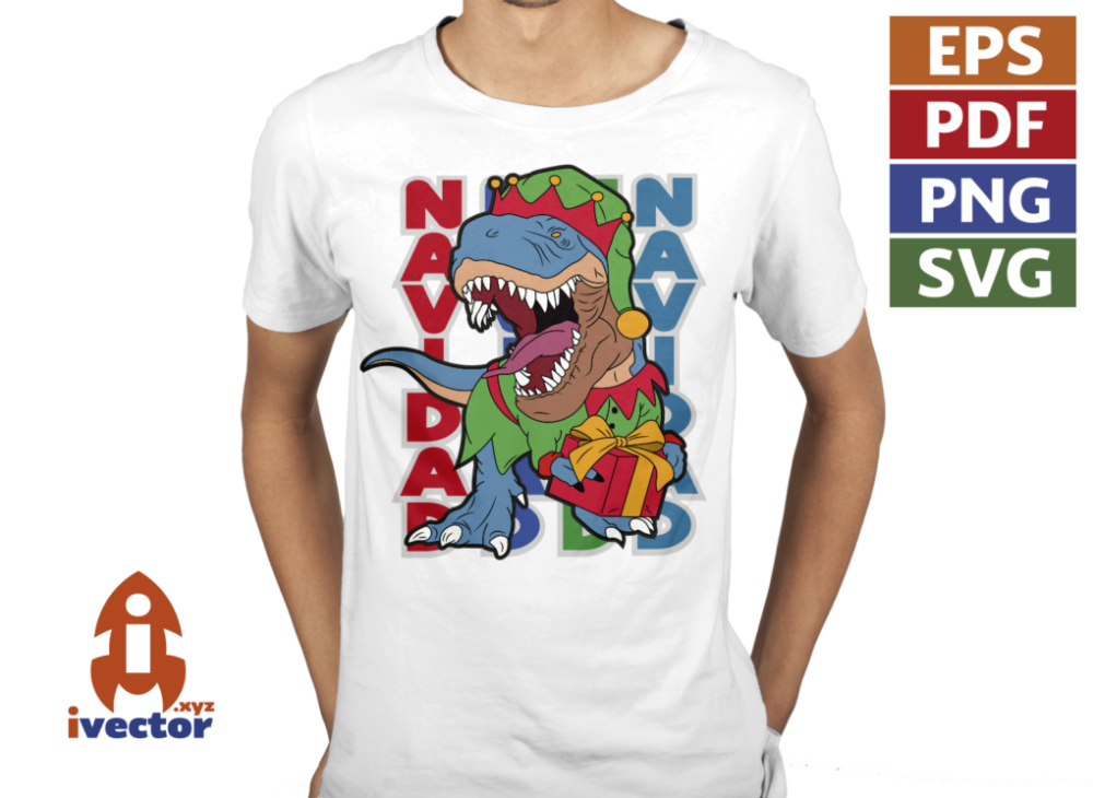 NAVIDAD-DINOSAURIO-VECTOR-EDITABLE-EPS-PDF-01-PLAYERA1 NAVIDAD DINOSAURIO VECTOR EDITABLE EPS PDF
