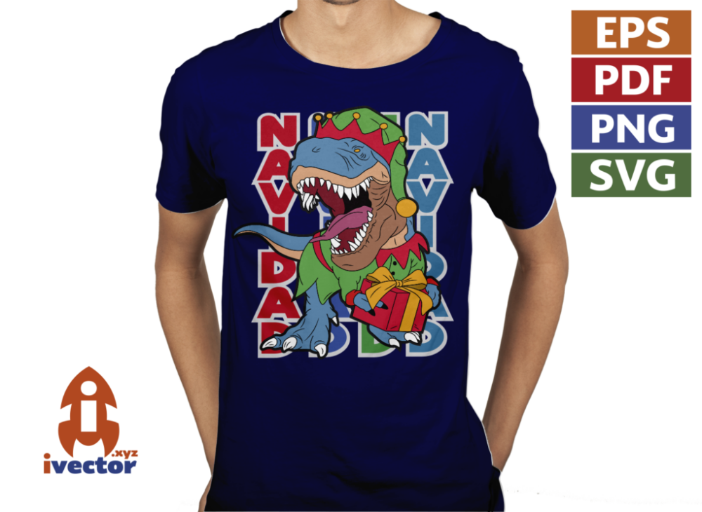 NAVIDAD-DINOSAURIO-VECTOR-EDITABLE-EPS-PDF-01-PLAYERA2 NAVIDAD DINOSAURIO VECTOR EDITABLE EPS PDF
