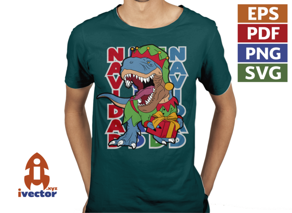 NAVIDAD-DINOSAURIO-VECTOR-EDITABLE-EPS-PDF-01-PLAYERA6 NAVIDAD DINOSAURIO VECTOR EDITABLE EPS PDF