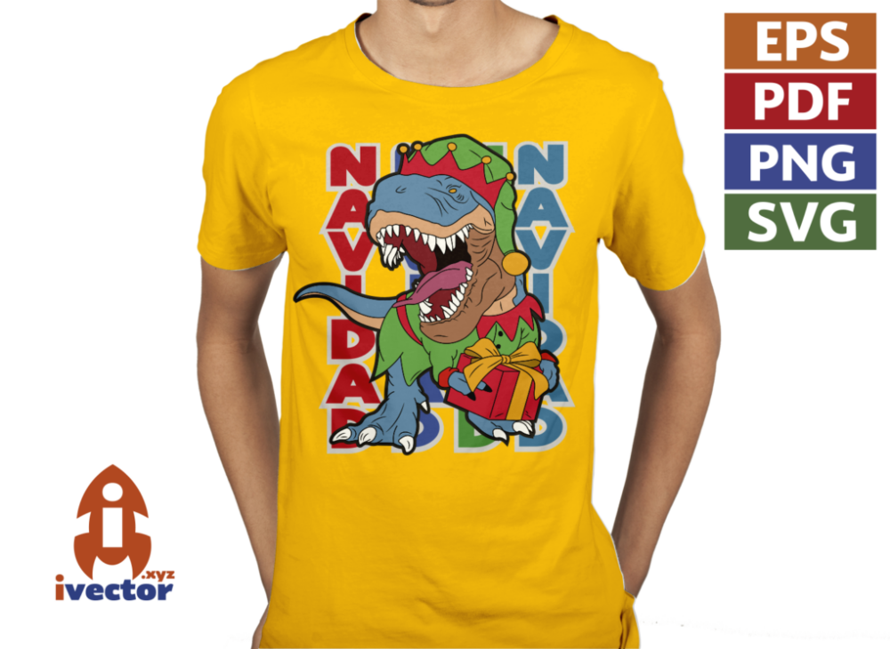 NAVIDAD-DINOSAURIO-VECTOR-EDITABLE-EPS-PDF-01-PLAYERA7 NAVIDAD DINOSAURIO VECTOR EDITABLE EPS PDF