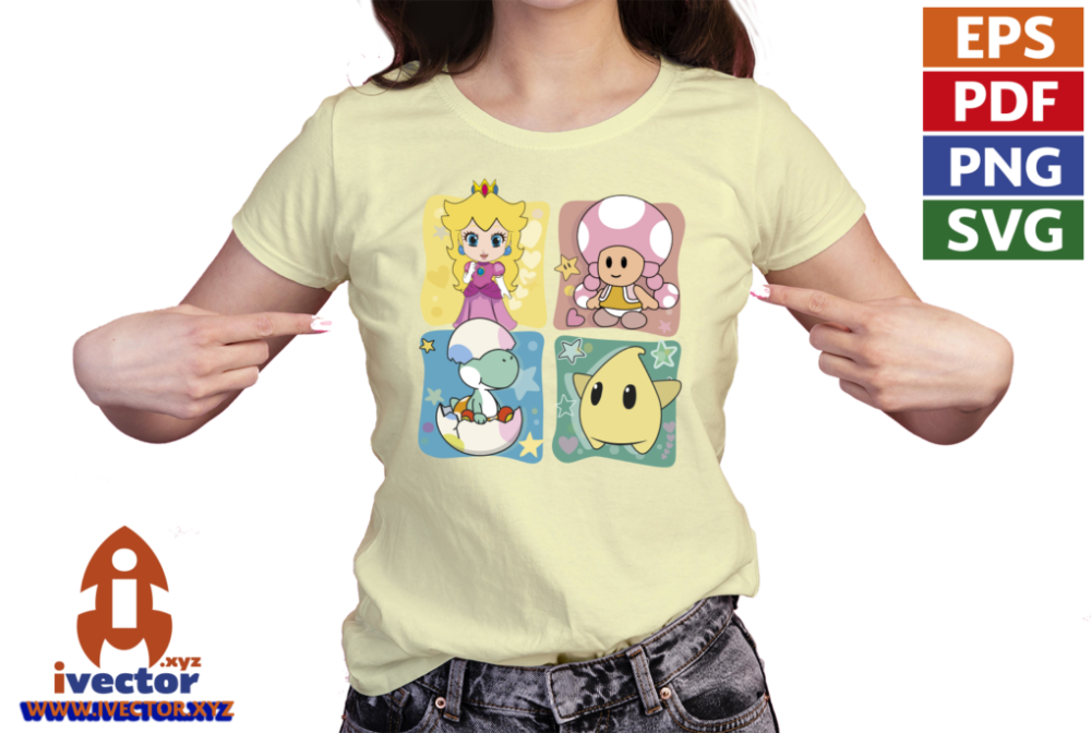 PERSONAJES-PEACH-SUPER-MARIO-RECUADROS-VECTOR-EPS-PDF-EDITABLE-01-PLAYERA6 PERSONAJES PEACH SUPER MARIO RECUADROS VECTOR EPS PDF
