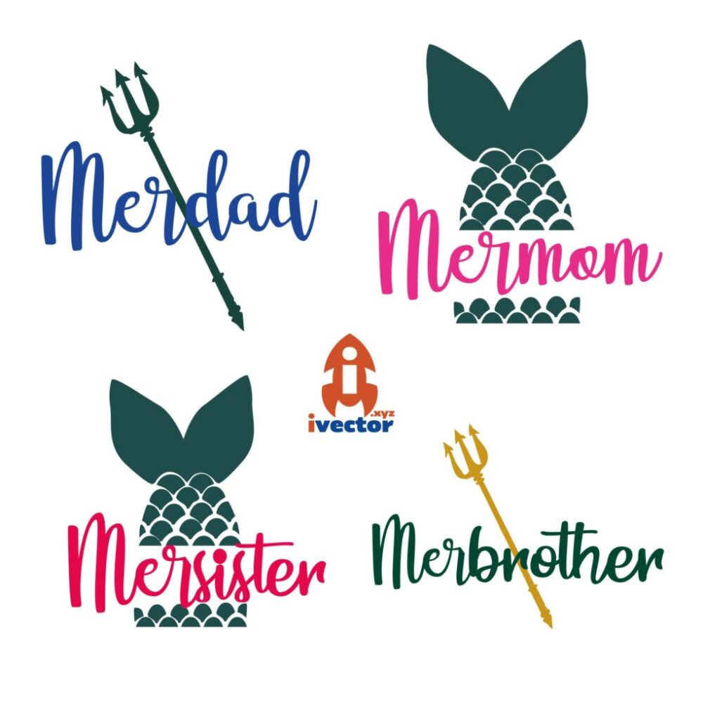 PLAYERA-SIRENAS-MERMAID-CORTE-VINIL-EPS-PDF-VECTOR-01 Familia Sirenas Vector Corte Vinil
