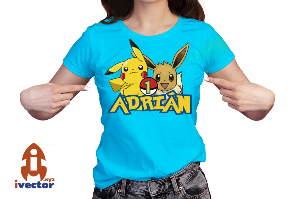 PORKEMON-CUMPLEANOS-VECTOR-EDITABLE-EPS-PDF-PICACHU-01-PLAYERA2-1024x687 monstruos de bolsillo Lets go Pica-chu, Ee-vee Vector, Editable