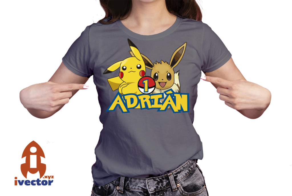 PORKEMON-CUMPLEANOS-VECTOR-EDITABLE-EPS-PDF-PICACHU-01-PLAYERA3-1024x687 monstruos de bolsillo Lets go Pica-chu, Ee-vee Vector, Editable