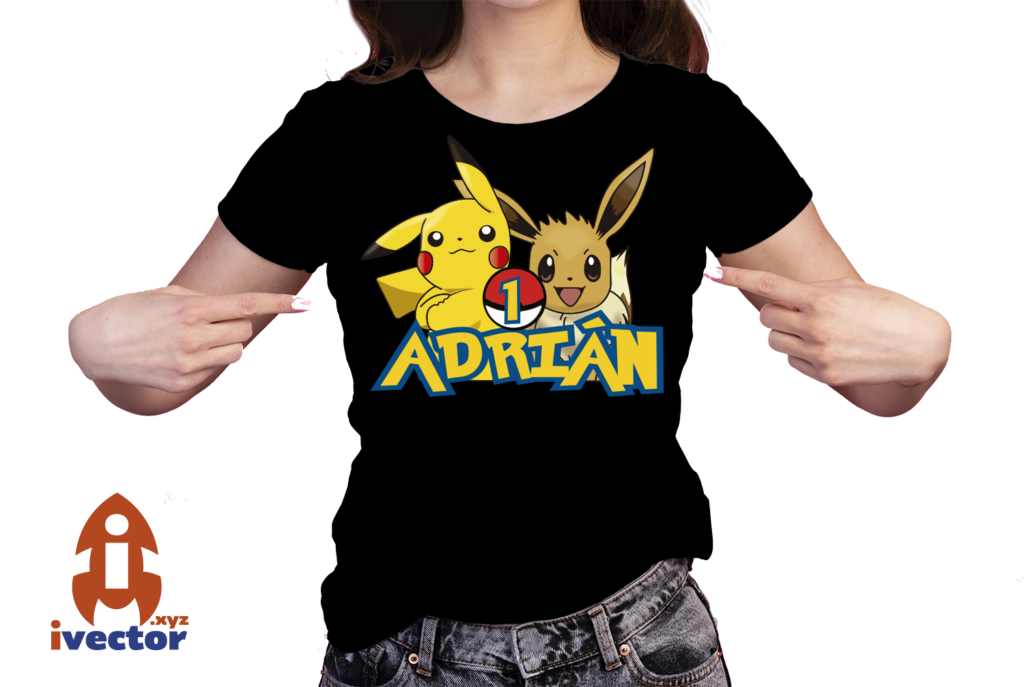 PORKEMON-CUMPLEANOS-VECTOR-EDITABLE-EPS-PDF-PICACHU-01-PLAYERA4-1024x687 monstruos de bolsillo Lets go Pica-chu, Ee-vee Vector, Editable