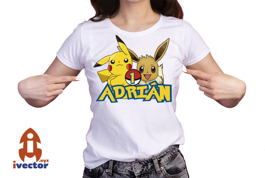 PORKEMON-CUMPLEANOS-VECTOR-EDITABLE-EPS-PDF-PICACHU-01-PLAYERA5-1024x687 monstruos de bolsillo Lets go Pica-chu, Ee-vee Vector, Editable