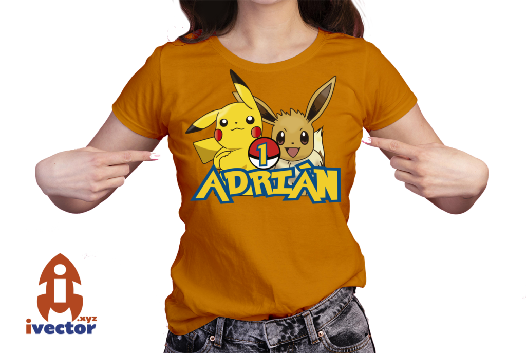 PORKEMON-CUMPLEANOS-VECTOR-EDITABLE-EPS-PDF-PICACHU-01-PLAYERA6-1024x687 monstruos de bolsillo Lets go Pica-chu, Ee-vee Vector, Editable