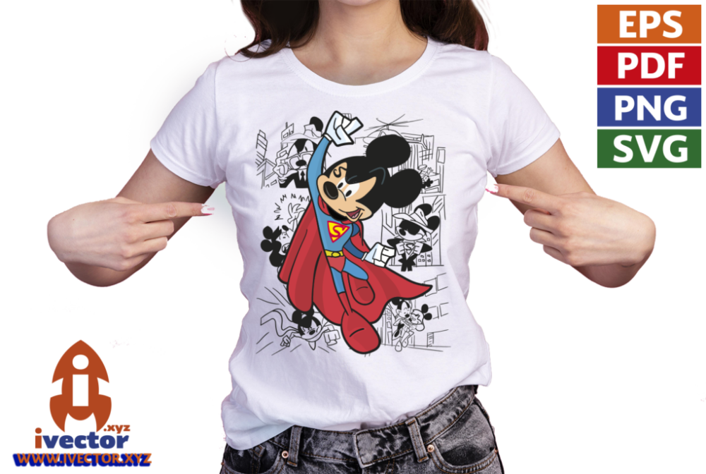 SUPER-MAN-MICKEY-MOUSE-VECTOR-EDITABLE-01-P1 SUPER MAN MICKEY MOUSE VECTOR EDITABLE
