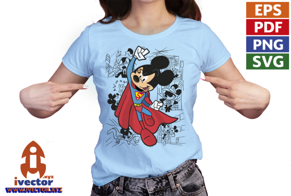 SUPER-MAN-MICKEY-MOUSE-VECTOR-EDITABLE-01-P4 SUPER MAN MICKEY MOUSE VECTOR EDITABLE