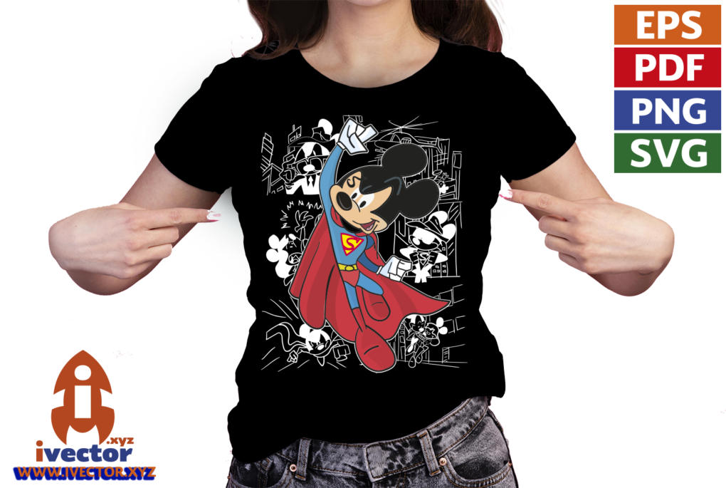 SUPER-MAN-MICKEY-MOUSE-VECTOR-EDITABLE-01-P6 SUPER MAN MICKEY MOUSE VECTOR EDITABLE