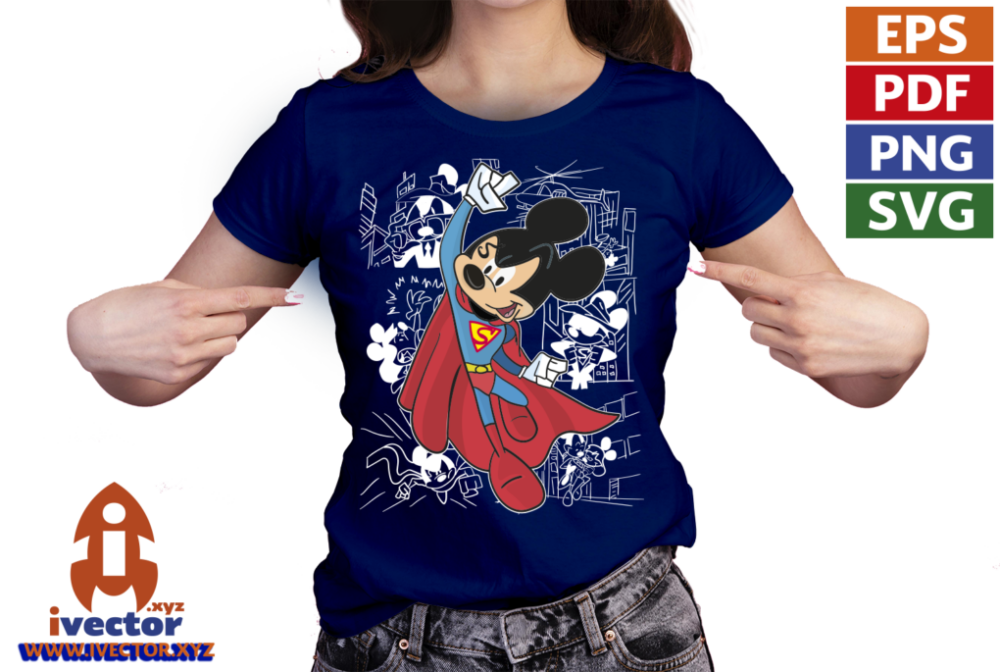 SUPER-MAN-MICKEY-MOUSE-VECTOR-EDITABLE-01-P7 SUPER MAN MICKEY MOUSE VECTOR EDITABLE