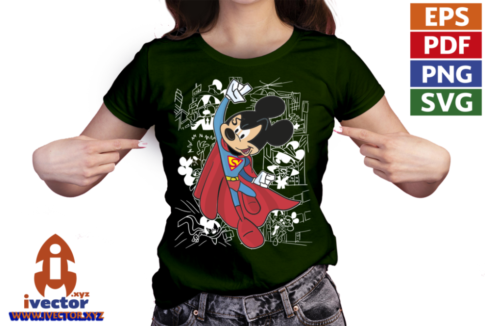 SUPER-MAN-MICKEY-MOUSE-VECTOR-EDITABLE-01-P9 SUPER MAN MICKEY MOUSE VECTOR EDITABLE