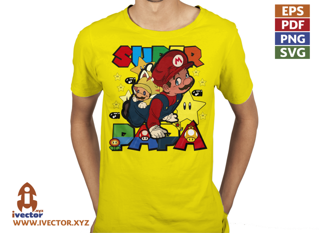 SUPER PAPA MARIO BROS BEBÉ EDITABLE EPS PDF - Ivector Plantillas