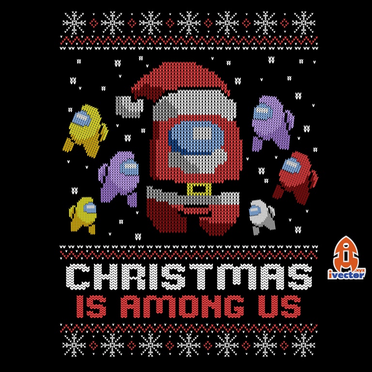 among-us2-01 Among us bordado navideño vector