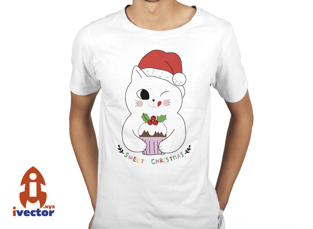 blanco-2-1024x748 Vector Gato navideño editable EPS