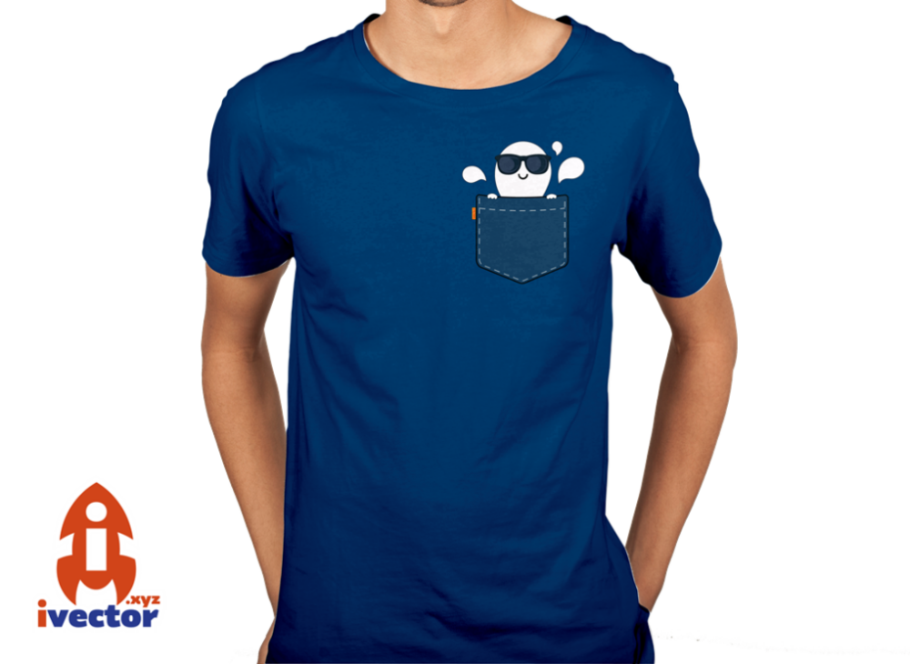 fantasma_bolsa_playera_azul-1 Fantasma en Bolsillo Vector