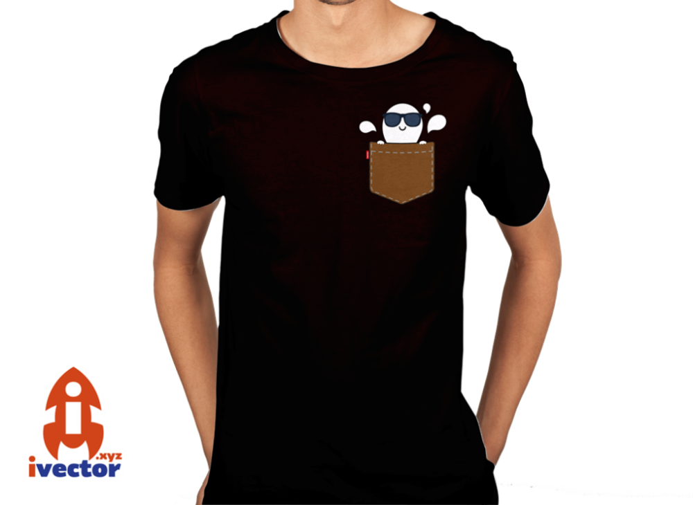 fantasma_bolsa_playera_negra-1 Fantasma en Bolsillo Vector