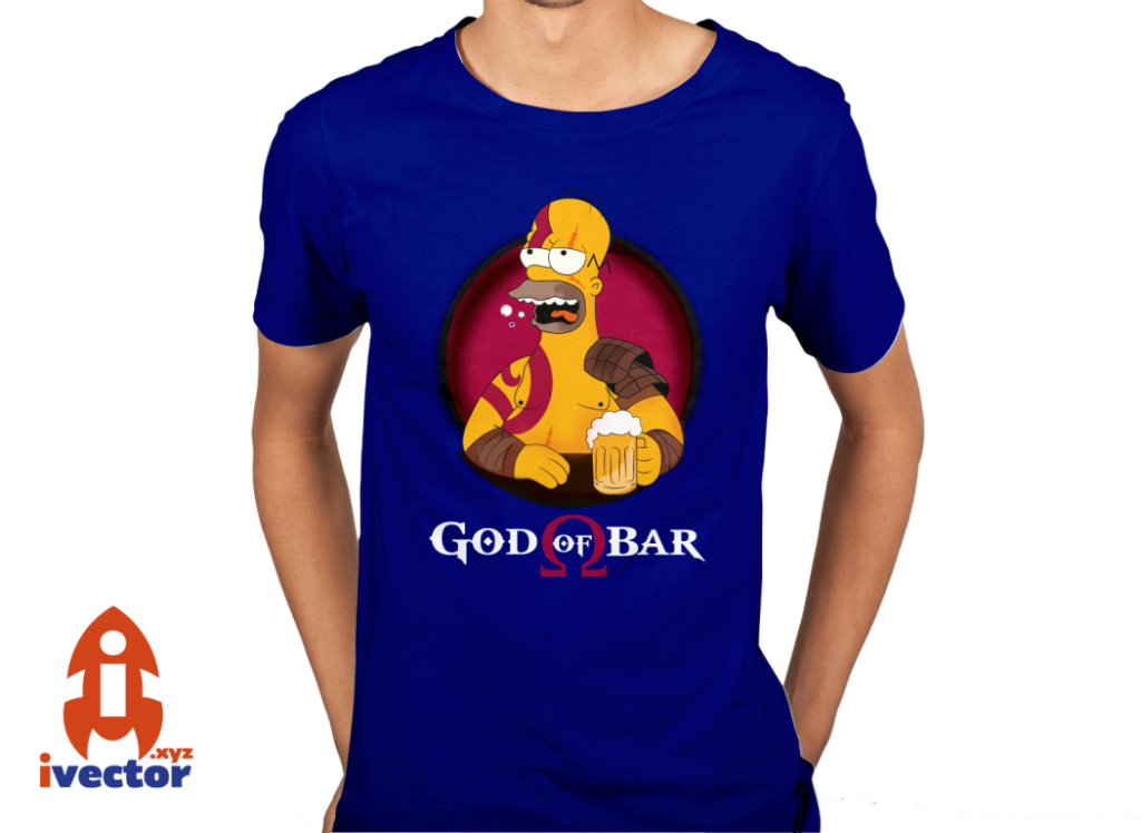 homreo-kratos-playera-azul-rey-1024x748 Homero Kratos God of War The Simpson Vector