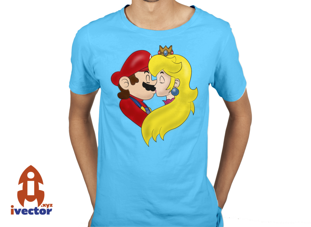 mario-and-peach-besandose-playera-1-1024x748 Mario Bros and Peach Beso amor Vector Eps Pdf GRATIS