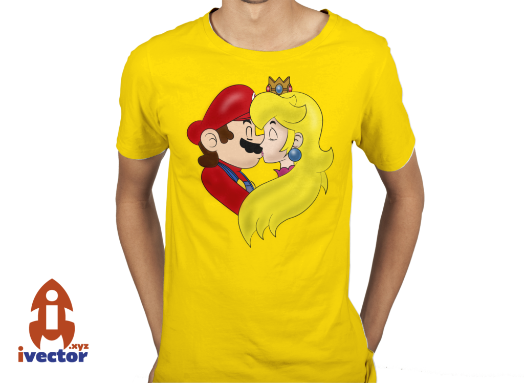 mario-and-peach-besandose-playera-2-1024x748 Mario Bros and Peach Beso amor Vector Eps Pdf GRATIS