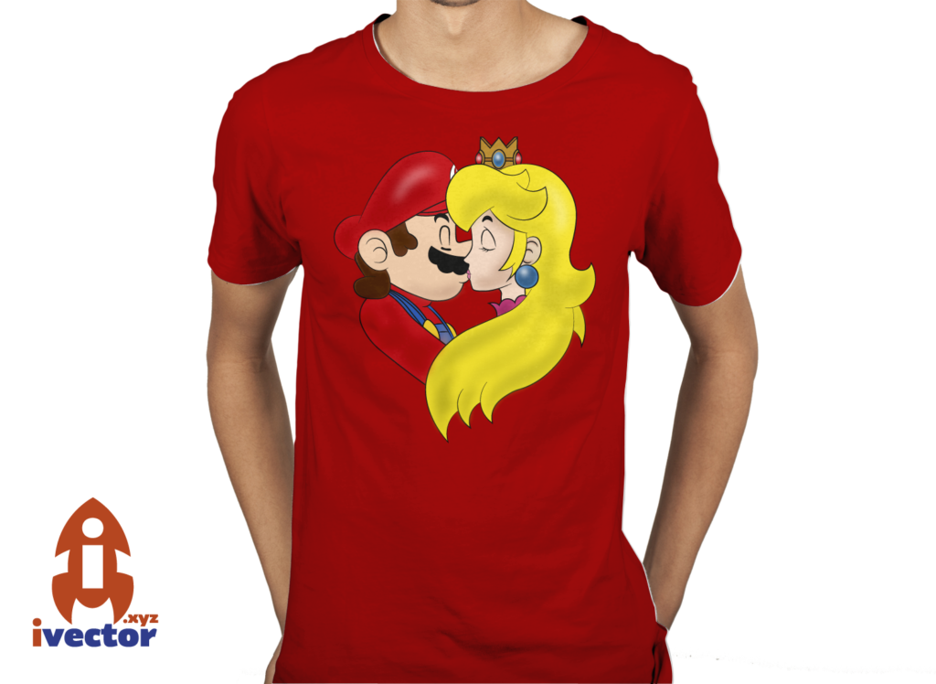 mario-and-peach-besandose-playera-3-1024x748 Mario Bros and Peach Beso amor Vector Eps Pdf GRATIS